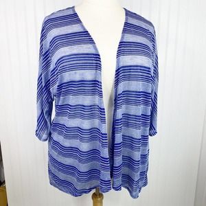 LuLaRoe Lindsay Kimono Large 18-22 Royal Blue White Sheer